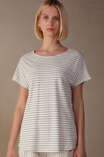 Intimssimi Romantic Heritage Short Sleeve Cotton Jersey Top Light Blue | XUSGW58240