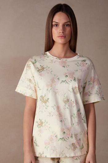 Intimssimi Scent of Roses Short Sleeve Cotton T-shirt Print | GUSUC75104