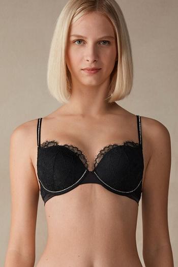 Intimssimi Shine High Like Stars Elettra Super Push-up Bra Black | USNEJ30098