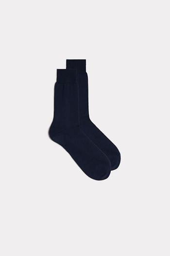 Intimssimi Short Sateen Egyptian Cotton Socks Blue | AUSDF52451