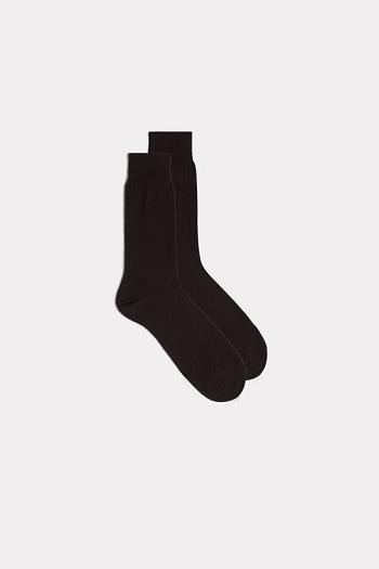 Intimssimi Short Sateen Egyptian Cotton Socks Brown | PUSQX69761