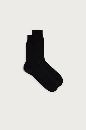 Intimssimi Short Sateen Egyptian Cotton Socks Black | USCIF39468