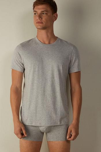 Intimssimi Short Sleeve Crew Neck T Shirt in Supima® Cotton Grey | FUSUI10150