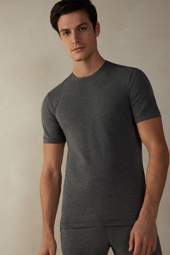 Intimssimi Short-Sleeve Modal-Cashmere Top Dark Grey | TUSWZ96290