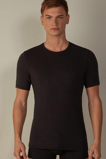 Intimssimi Short-Sleeve Modal-Cashmere Top Black | USDYB57278