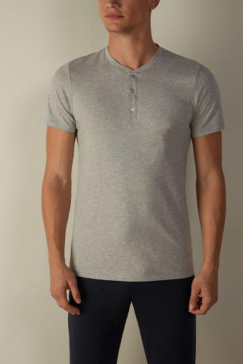 Intimssimi Short-Sleeved Supima® Cotton Shirt Grey | DUSKV67491