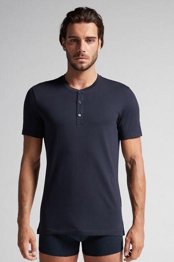 Intimssimi Short-Sleeved Supima® Cotton Shirt Black | LUSTR87025