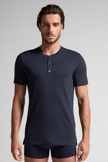 Intimssimi Short-Sleeved Supima® Cotton Shirt Black | TUSPQ66108