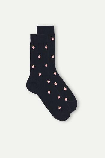 Intimssimi Short Socks in Patterned Cotton Blue | DUSVO95254