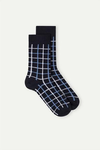 Intimssimi Short Socks in Patterned Cotton Blue | PUSER87441