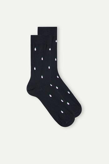 Intimssimi Short Socks in Patterned Cotton Blue | XUSBH28974