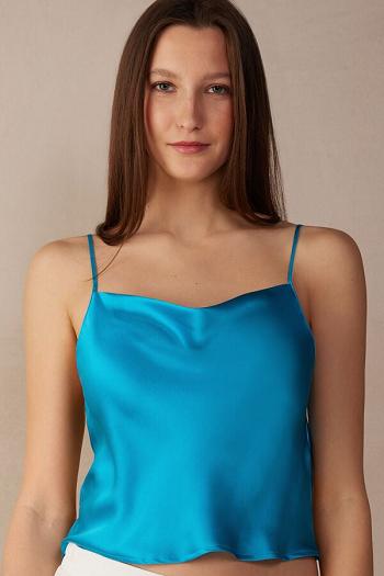 Intimssimi Silk Crop Camisole Blue | USQAV88344