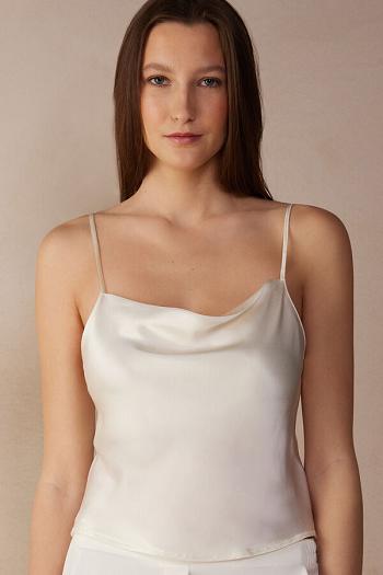 Intimssimi Silk Crop Camisole White | TUSWZ64818