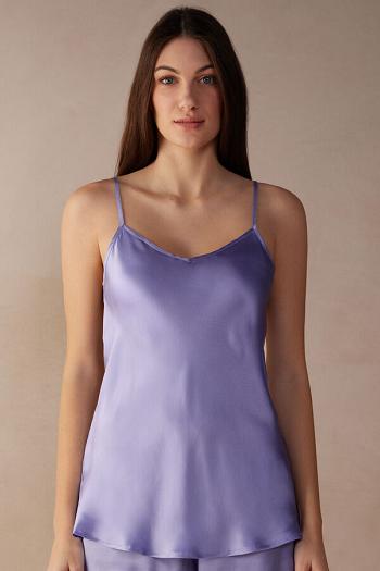 Intimssimi Silk Satin Top with V-neckline Violet | USCVG31074