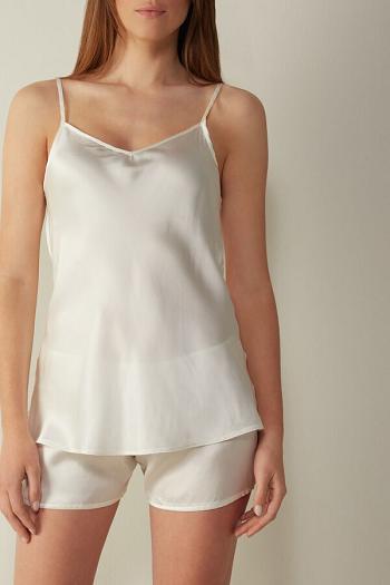 Intimssimi Silk Satin Top with V-neckline White | ZUSNQ43081