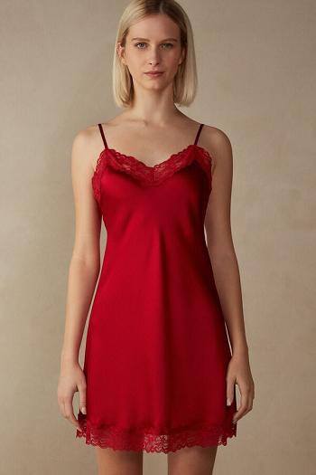 Intimssimi Silk Slip with Lace Insert Detail Red | USCVG24761