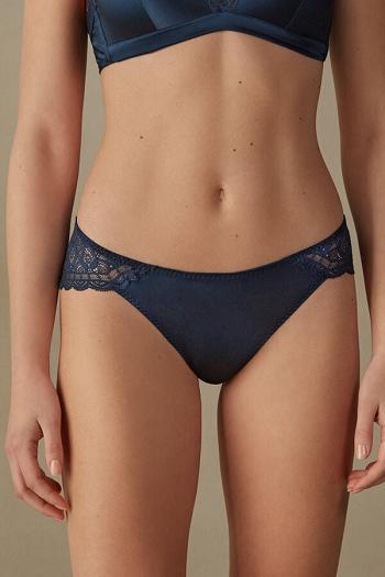 Intimssimi Silk and Lace Briefs Blue | ZUSNQ92914