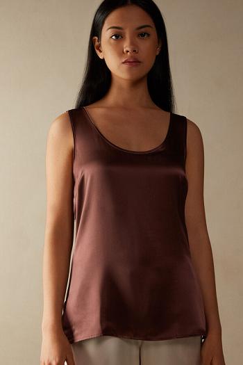 Intimssimi Silk and Modal Tank Top Brown | USIIZ40534