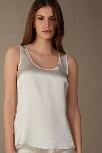 Intimssimi Silk and Modal Tank Top White | ZUSMJ90071