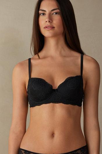 Intimssimi Sofia Lace Balconette Bra Black | USIIZ77836