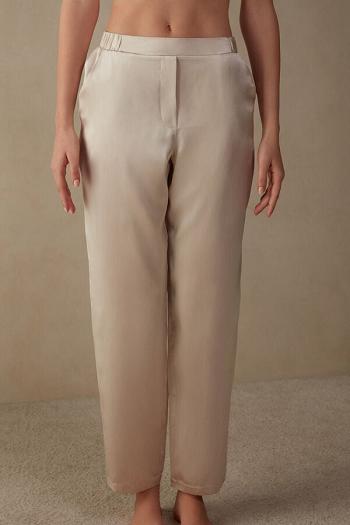 Intimssimi Straight Silk Pants Natural | USQAV76409