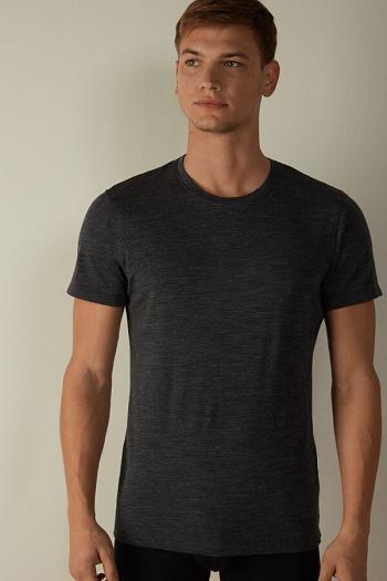 Intimssimi Stretch Merino Wool Short-Sleeve T-Shirt Dark Grey | USEGJ52299