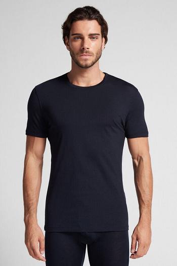 Intimssimi Stretch Merino Wool Short-Sleeve T-Shirt Black | USICD74086