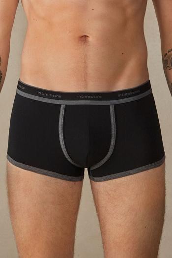 Intimssimi Stretch Supima® Cotton Boxer Shorts with Logo Detail Black | AUSDF49025