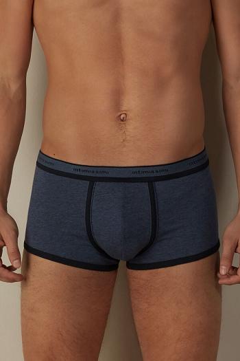 Intimssimi Stretch Supima® Cotton Boxer Shorts with Logo Detail Blue | QUSUV46085