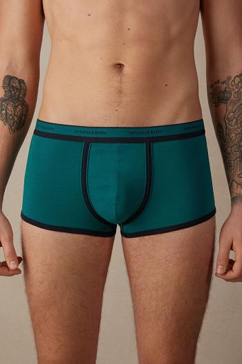 Intimssimi Stretch Supima® Cotton Boxer Shorts with Logo Detail Green | TUSWZ96963