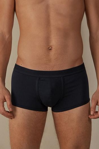 Intimssimi Stretch Supima® Cotton Boxer Shorts with Logo Detail Blue | USXBR22962