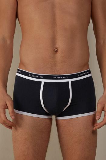 Intimssimi Stretch Supima® Cotton Boxer Shorts with Logo Detail Blue | ZUSNQ94193