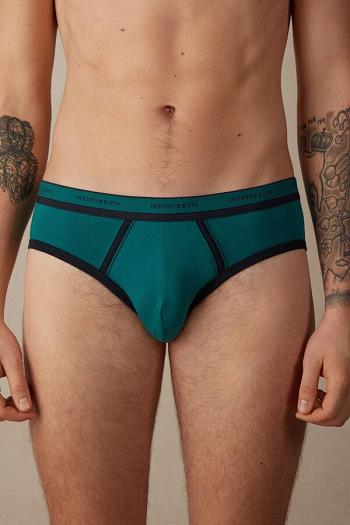 Intimssimi Stretch Supima® Cotton Brief with Logo Detail Green | FUSUI19376