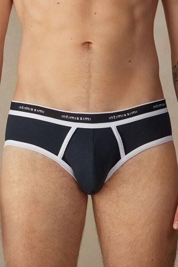 Intimssimi Stretch Supima® Cotton Brief with Logo Detail Blue | GUSUC68979