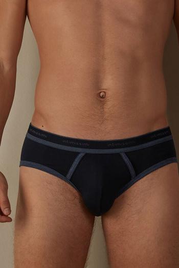 Intimssimi Stretch Supima® Cotton Brief with Logo Detail Blue | SUSVO73672