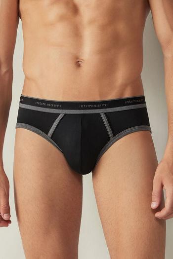 Intimssimi Stretch Supima® Cotton Brief with Logo Detail Black | USJZR71656