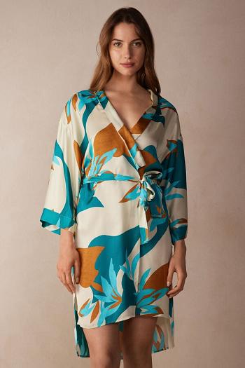 Intimssimi Summer Vibes Viscose Satin Kimono Multicolor | USEGJ71399