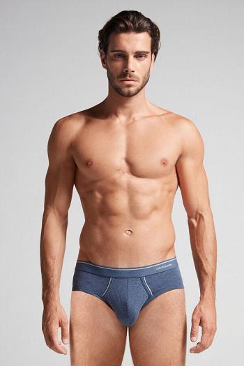 Intimssimi Supima Cotton Briefs with Visible Elastic Blue | USNEJ67896