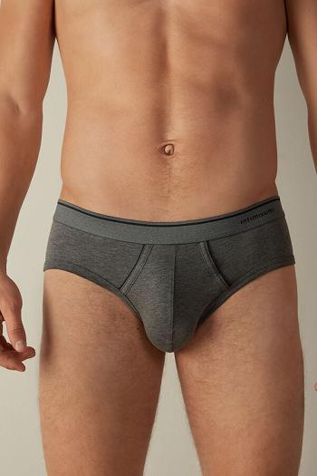 Intimssimi Supima Cotton Briefs with Visible Elastic Dark Grey | UUSND35173