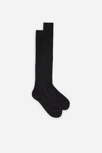 Intimssimi Tall Ribbed Egyptian Cotton Socks Grey | USJVR36368