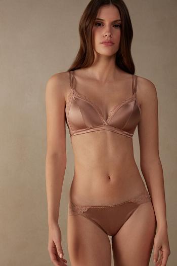 Intimssimi Tiziana Silk and Lace Triangle Bra Natural | SUSVO88388