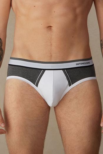 Intimssimi Two-Tone Stretch Supima® Cotton Briefs Grey | USQCS80959