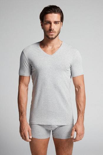 Intimssimi V-neck T-shirt in Stretch Supima® Cotton Grey | UUSND85792