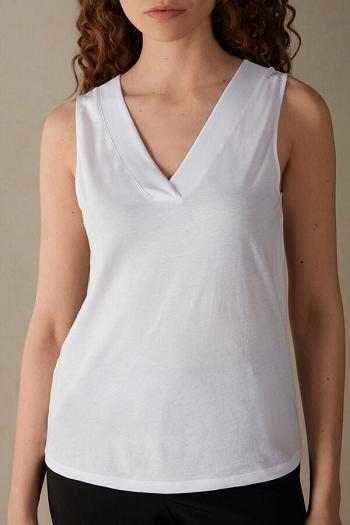 Intimssimi V-neck Top in Supima® Ultrafresh Cotton White | SUSVO32802