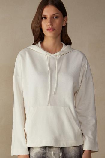 Intimssimi Warm Cuddles Hooded Top White | FUSUI93597