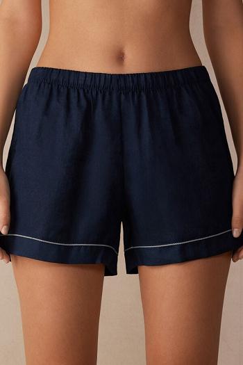 Intimssimi Yacht Night Linen Shorts Blue | USEAH92415