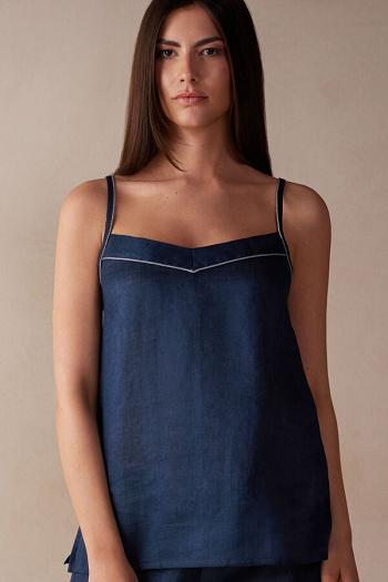 Intimssimi Yacht Night Linen Top Blue | GUSEC33396