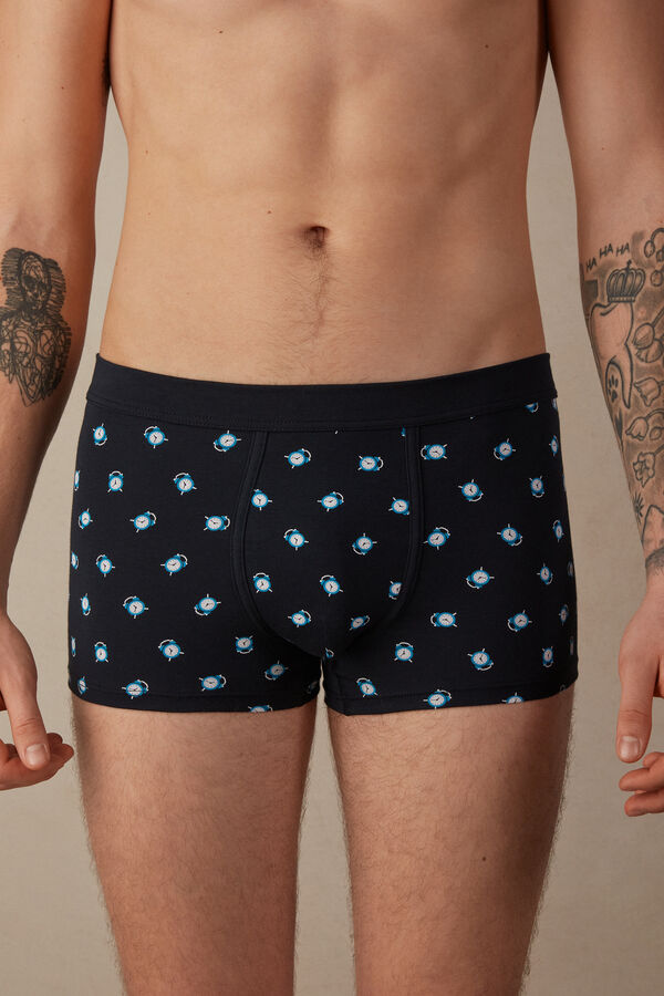 Intimssimi Alarm Clock Boxers in Stretch Supima® Cotton Blue | USIIZ55638