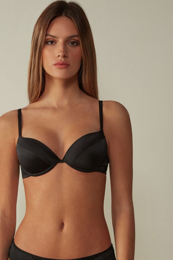 Intimssimi Bellissima Silk Push-Up Bra Black | USNZX13983