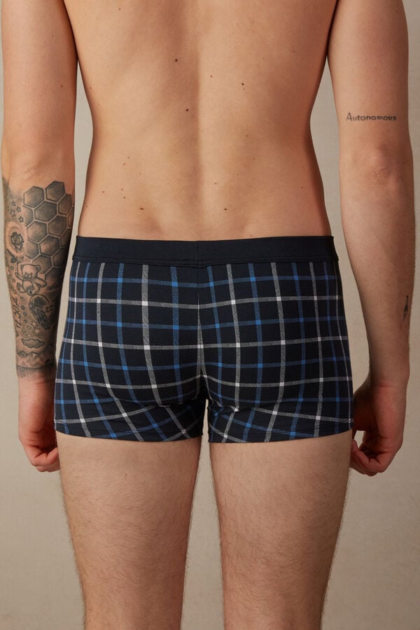 Intimssimi Blue Checkered Boxers in Stretch Supima® Cotton Blue | AUSWC61319